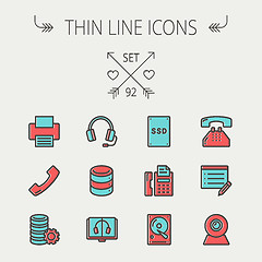 Image showing Technology thin line icon set