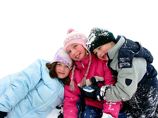 Image showing Children playing in snow