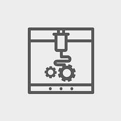 Image showing Three D printer thin line icon