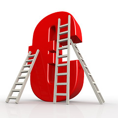 Image showing Red euro sign with ladder