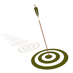 Image showing Arrow hitting the center of a green target