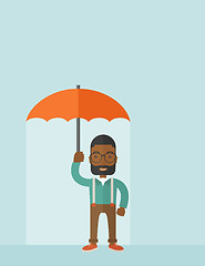 Image showing Successful man with umbrella.