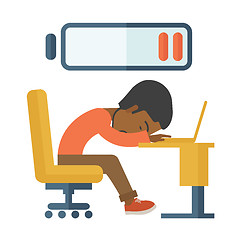 Image showing Employee fall asleep at his desk.