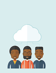 Image showing Three men under the cloud.