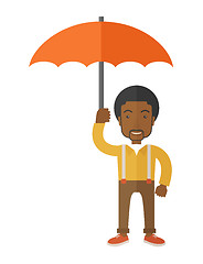 Image showing Successful man with umbrella.