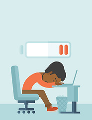 Image showing Employee fall asleep at his desk.