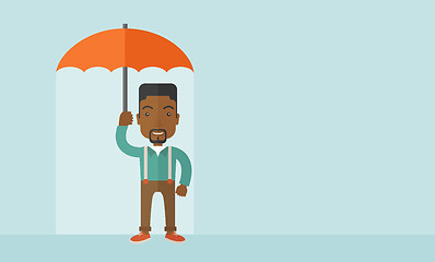 Image showing Successful man with umbrella.