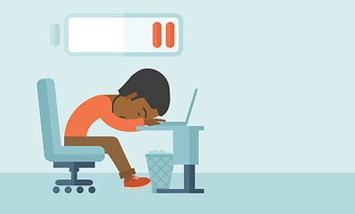 Image showing Employee fall asleep at his desk.