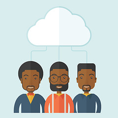 Image showing Three men under the cloud.