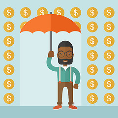 Image showing Happy businessman with umbrella.