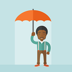 Image showing Successful man with umbrella.