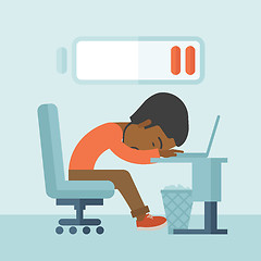 Image showing Employee fall asleep at his desk.