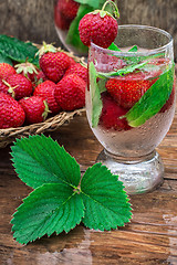 Image showing glass of refreshing strawberry cocktail