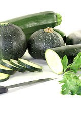 Image showing zucchini mixed with parsley and knife