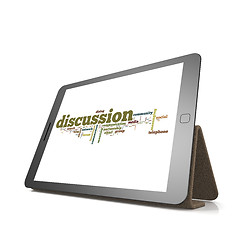 Image showing Discussion word cloud on tablet