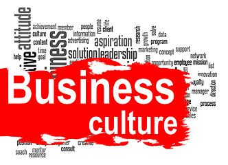 Image showing Business culture word cloud with red banner