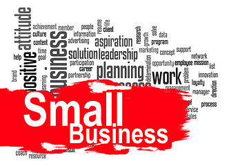 Image showing Small business word cloud with red banner