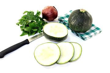 Image showing rotund raw zucchini