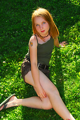 Image showing Girl grass