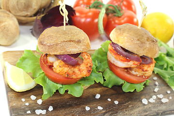 Image showing healthy delicious prawn burgers