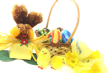 Image showing Easter Basket with chick and bunny