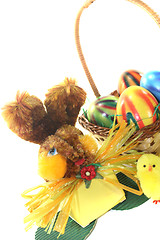 Image showing Easter Basket with chick, eggs and bunny
