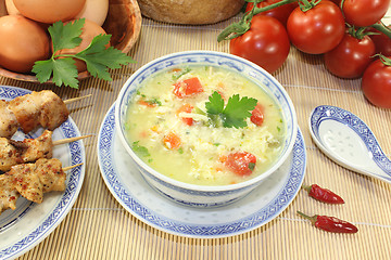 Image showing Asian Chicken soup with eggs