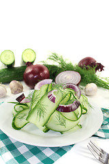 Image showing Cucumber salad with dill