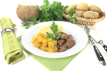 Image showing Venison goulash with potatoes