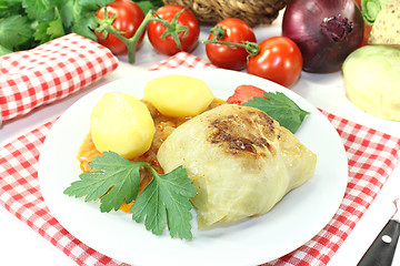Image showing Stuffed cabbage with potatoes and parsley