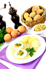 Image showing Mustard eggs with potatoes