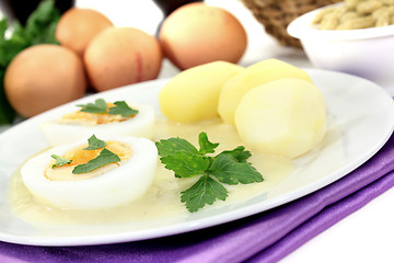 Image showing Mustard eggs with potatoes and smooth parsley