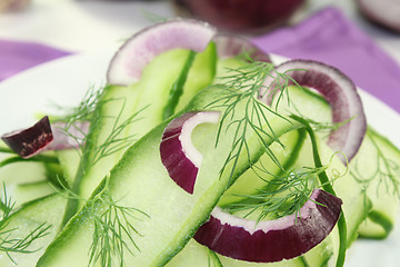 Image showing Cucumber salad with dill