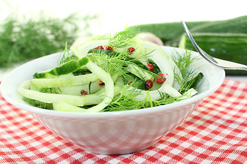 Image showing Spaghetti cucumber with red pepper