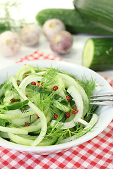 Image showing Spaghetti cucumber with onions and dill