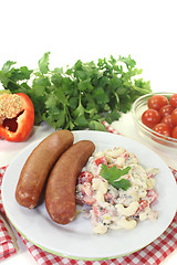 Image showing pasta salad with bell pepper and Mettenden