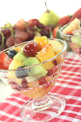 Image showing Fruit salad on a napkin