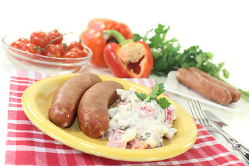 Image showing pasta salad with bell pepper and Mettenden