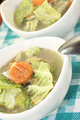 Image showing Savoy cabbage stew in bowls