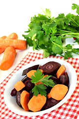 Image showing colorful carrots with parsley