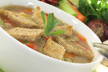 Image showing Bread Soup with parsley