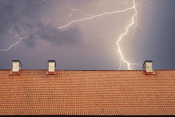 Image showing Thunderstorm with lightening