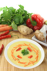 Image showing Asian Curry Soup with chicken and carrots