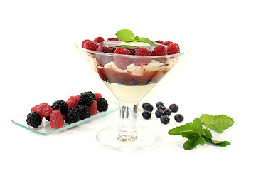 Image showing Layered dessert with blueberries