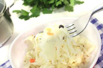 Image showing Sauerkraut on a fork