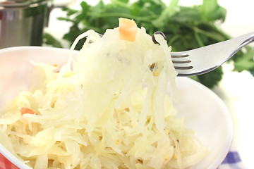 Image showing delicious Sauerkraut on a fork