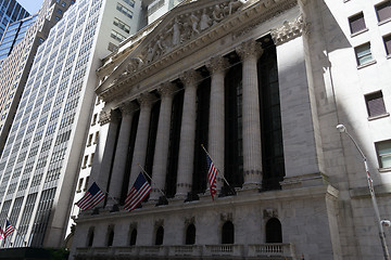 Image showing Flags at the stock exchange building