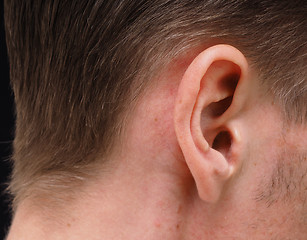 Image showing Ear of caucasian male person at closeup