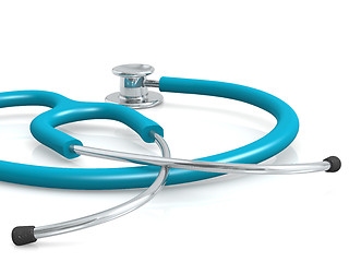 Image showing Blue professional stethoscope