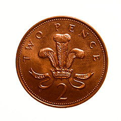 Image showing Retro look Two Pence coin
